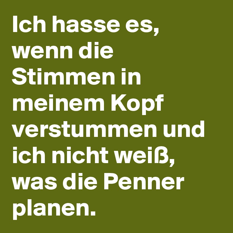 Ich hasse es, wenn die Stimmen in meinem Kopf verstummen und ich nicht weiß, was die Penner planen. 