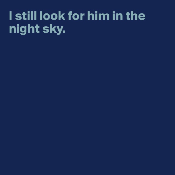 I still look for him in the night sky.









