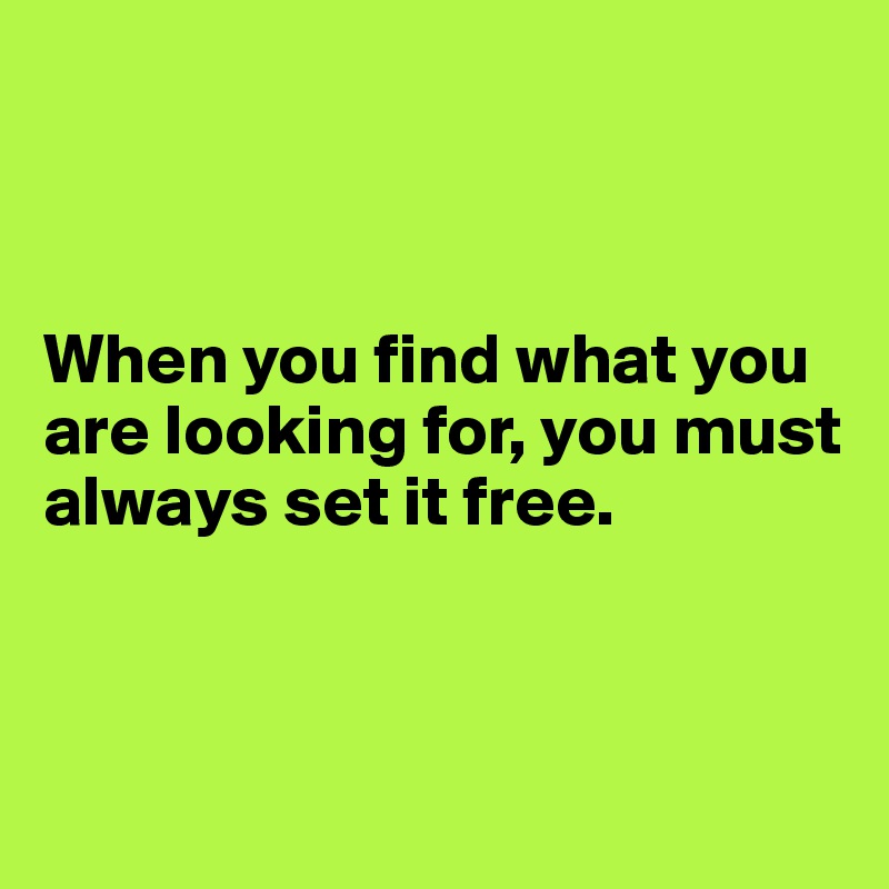 



When you find what you are looking for, you must always set it free. 



