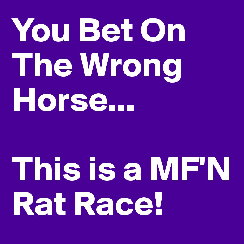 You Bet On The Wrong Horse...  

This is a MF'N
Rat Race!