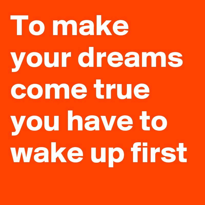 To make your dreams come true you have to wake up first