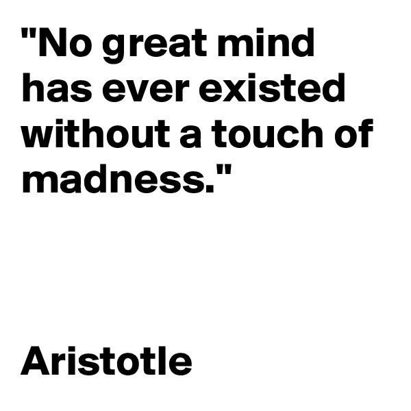 "No great mind has ever existed without a touch of madness."



Aristotle