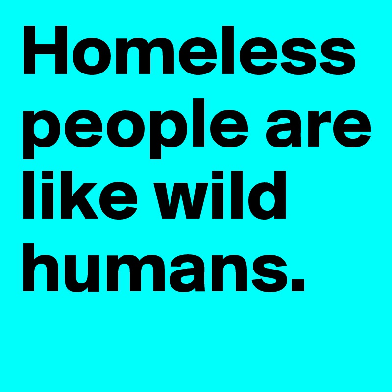 Homeless people are like wild humans.
