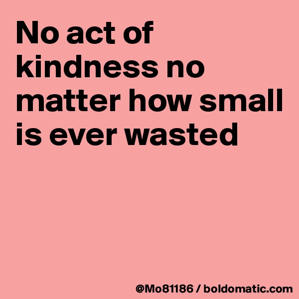 No act of kindness no matter how small is ever wasted



