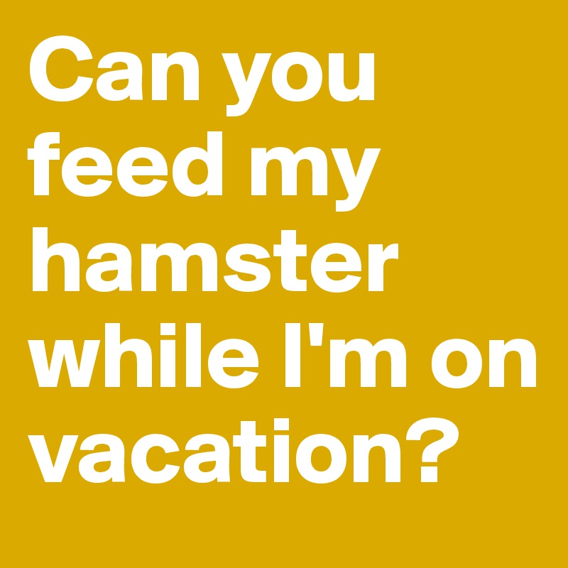 Can you feed my hamster while I'm on vacation?