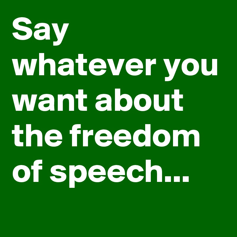 Say whatever you want about the freedom of speech... 