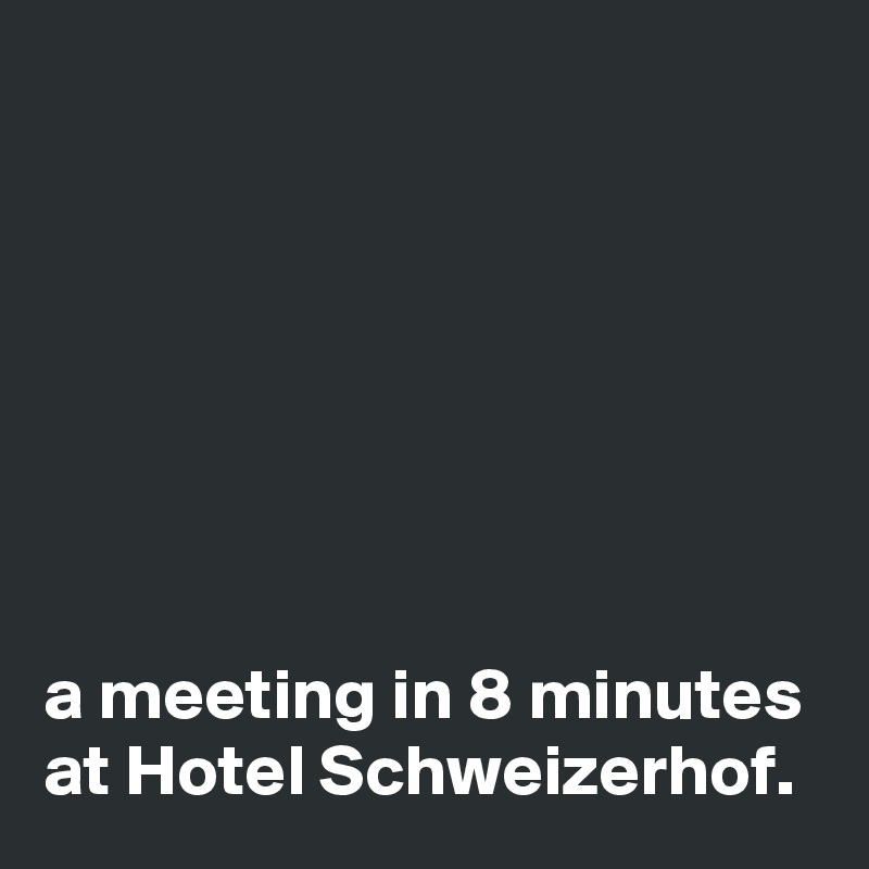 







a meeting in 8 minutes at Hotel Schweizerhof.
