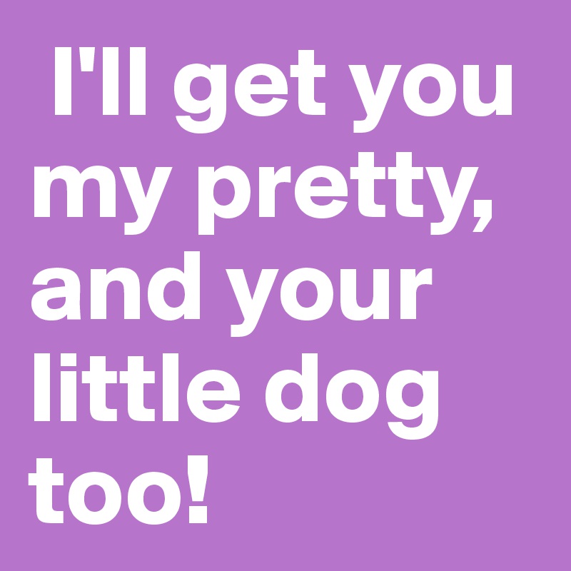  I'll get you my pretty, and your little dog too!
