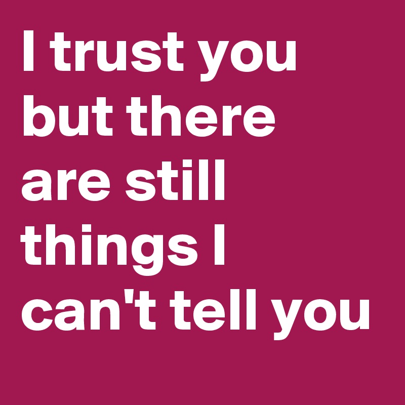 I trust you but there are still things I can't tell you
