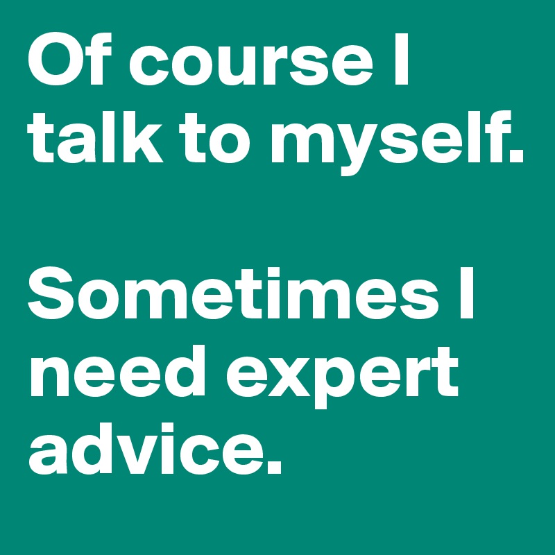 Of course I talk to myself.

Sometimes I need expert advice.