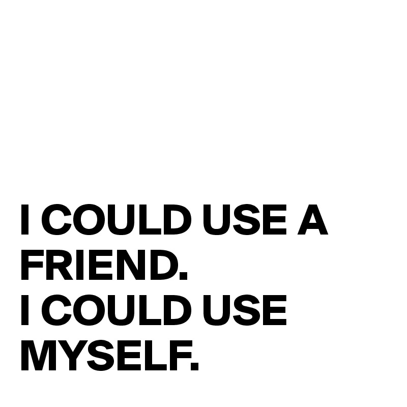 



I COULD USE A FRIEND.                     I COULD USE MYSELF.