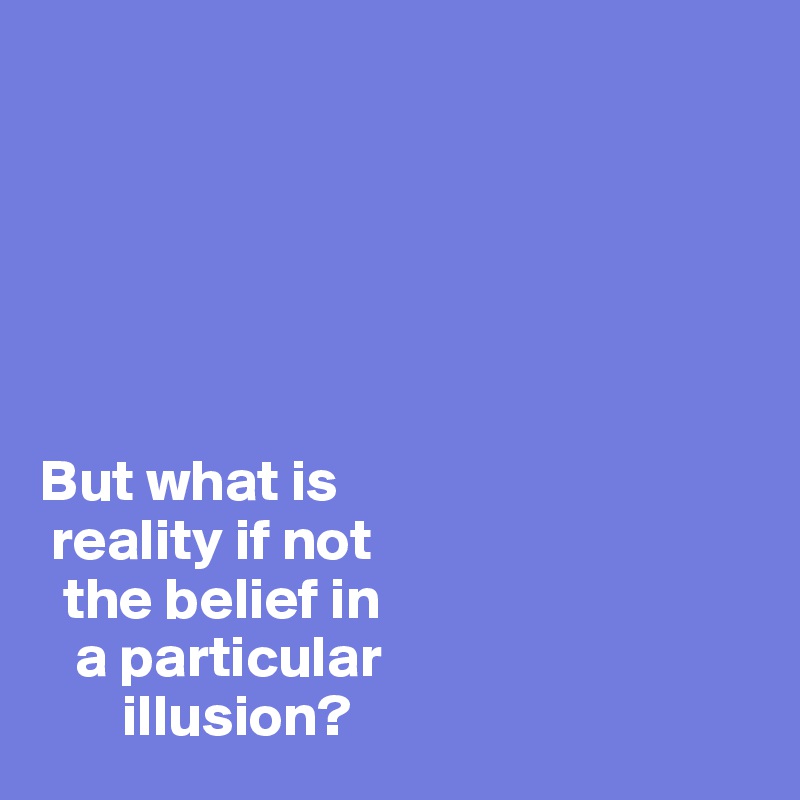 






But what is 
 reality if not 
  the belief in
   a particular
       illusion?