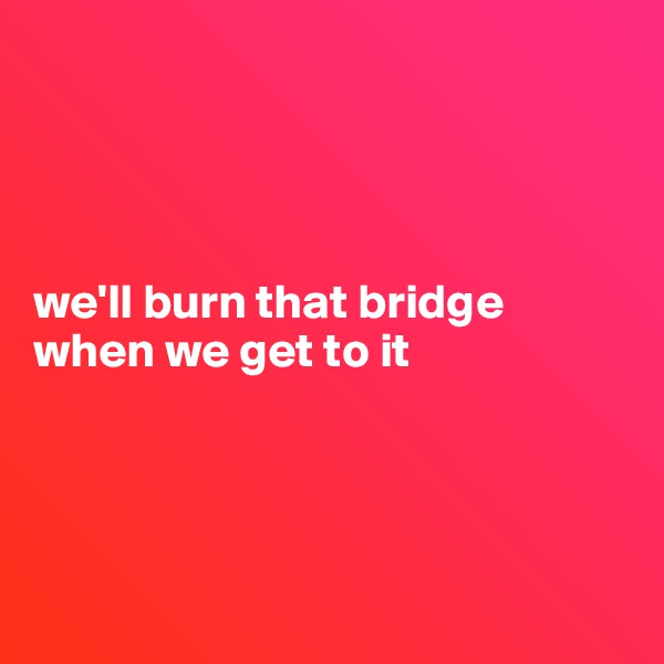 




we'll burn that bridge when we get to it




