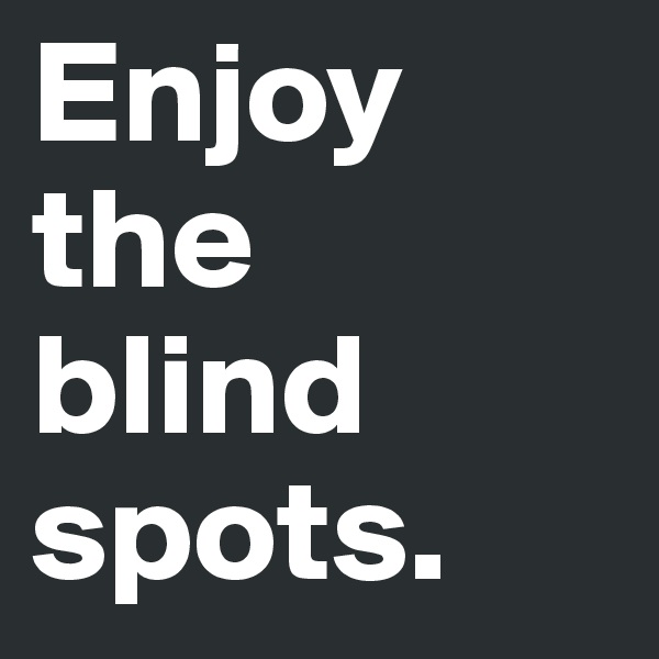 Enjoy 
the 
blind spots. 