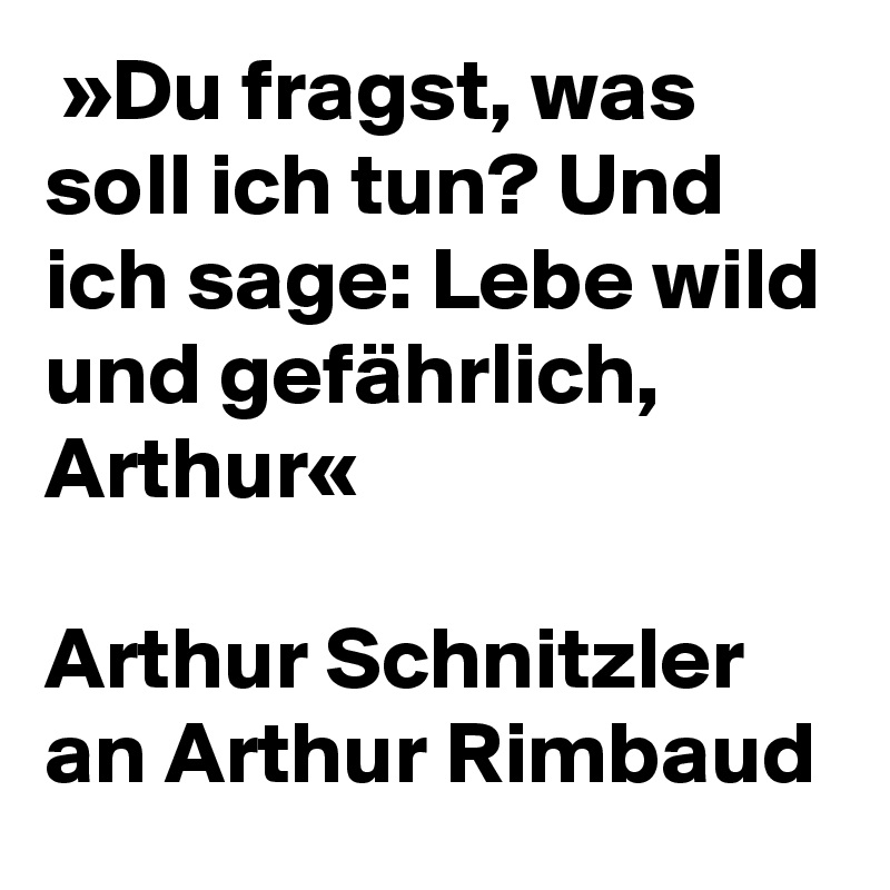 »Du fragst, was soll ich tun? Und ich sage Lebe wild und gefährlich
