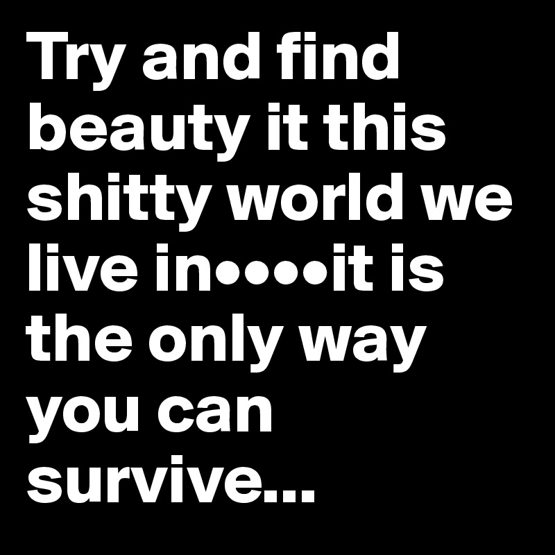 Try and find beauty it this shitty world we live in••••it is the only way you can survive...