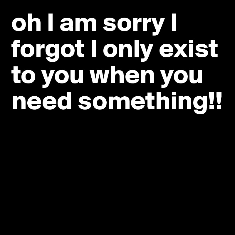 oh I am sorry I forgot I only exist to you when you need something!!


