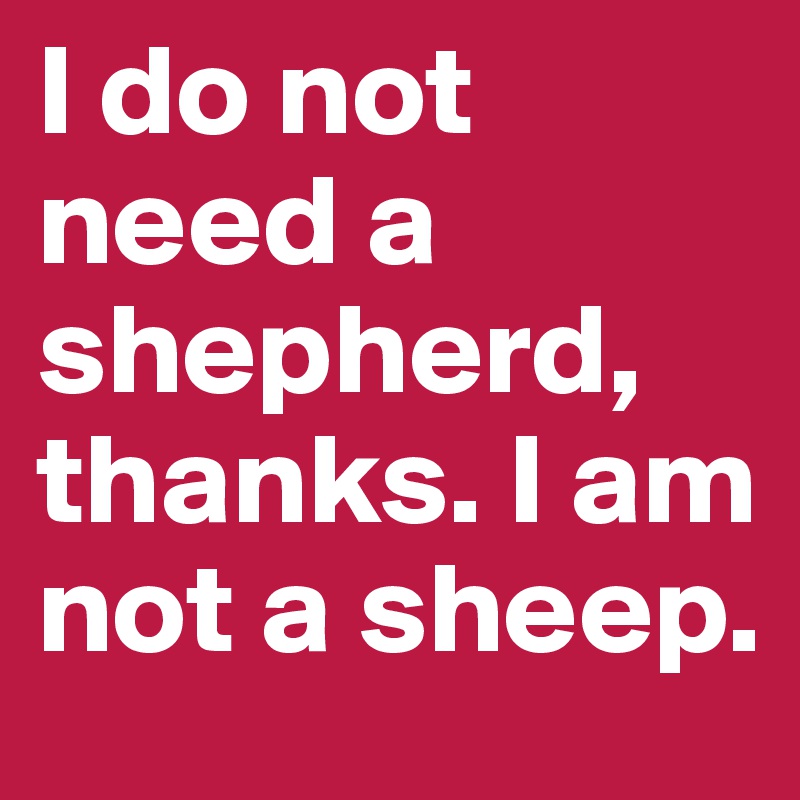 I do not need a shepherd, thanks. I am not a sheep.