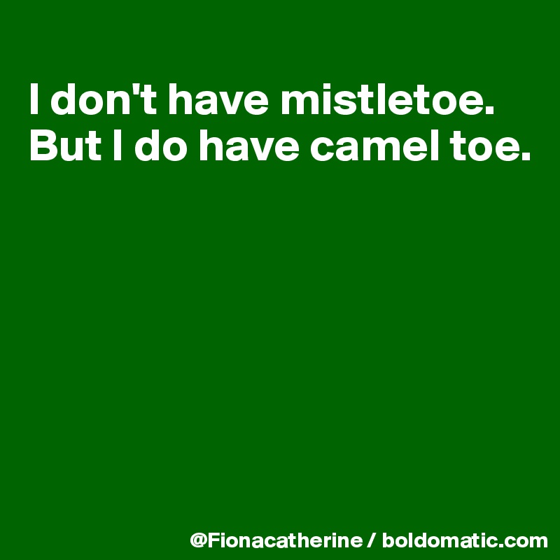 
I don't have mistletoe. But I do have camel toe.






