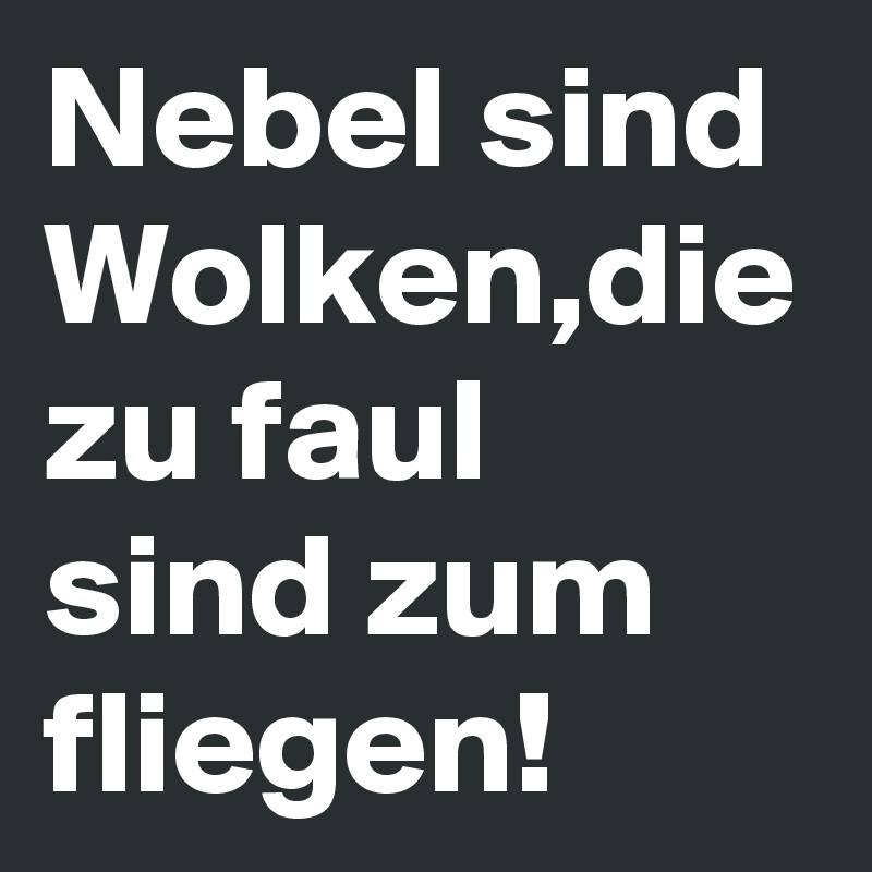 Nebel sind Wolken,die zu faul sind zum fliegen!