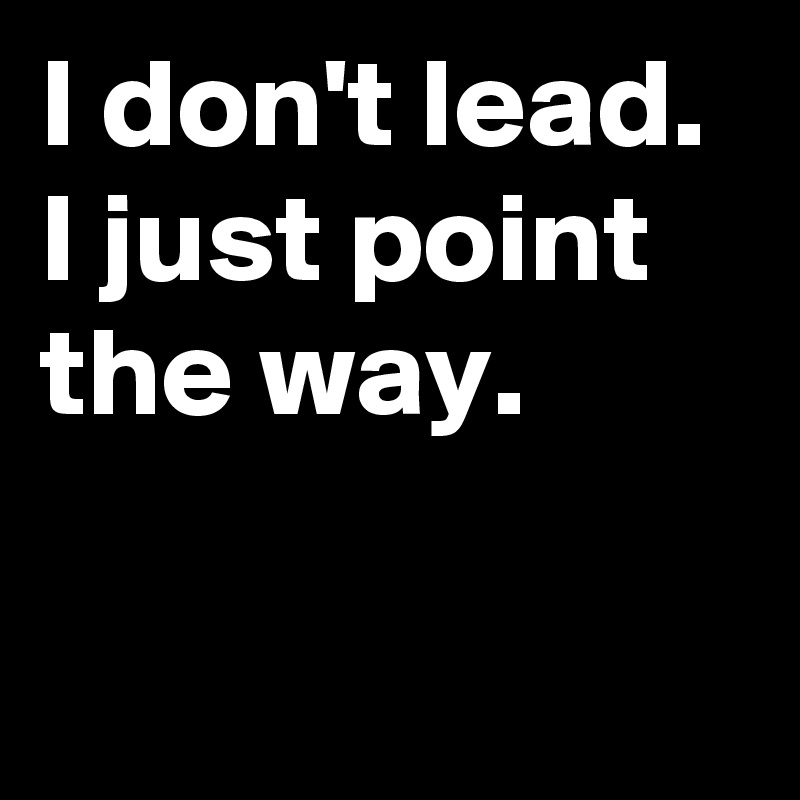 I don't lead. 
I just point the way.

