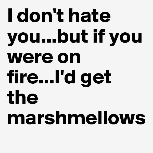 I don't hate you...but if you were on fire...I'd get the marshmellows