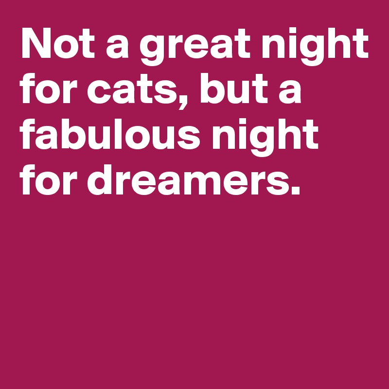 Not a great night for cats, but a fabulous night for dreamers. 


