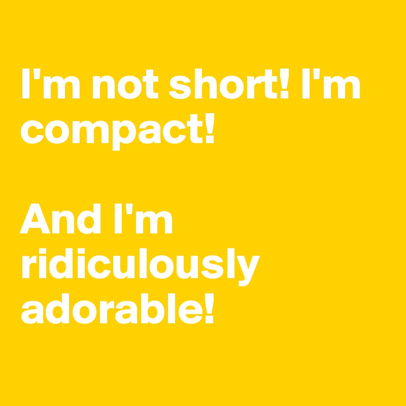 
I'm not short! I'm compact! 

And I'm ridiculously adorable! 
