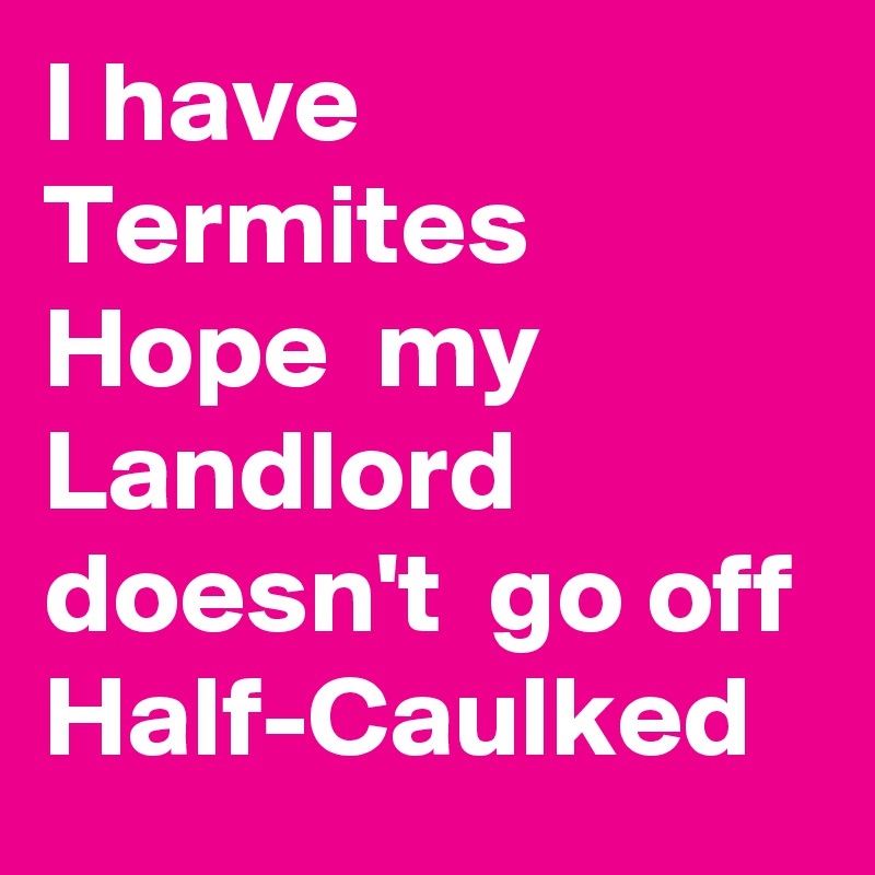 I have Termites  Hope  my Landlord doesn't  go off Half-Caulked