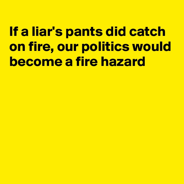
If a liar's pants did catch on fire, our politics would become a fire hazard





