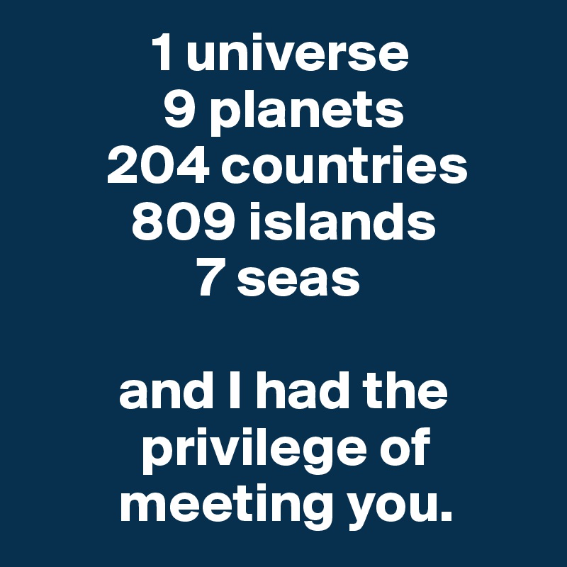 1 Universe 9 Planets 204 Countries Quote