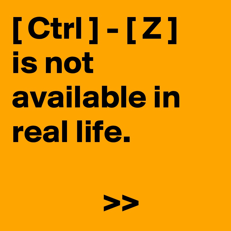 [ Ctrl ] - [ Z ]
is not available in real life.

              >>