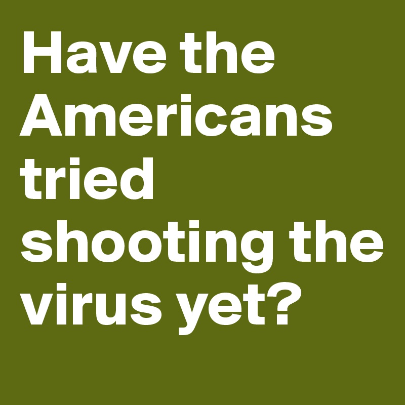 Have the Americans tried shooting the virus yet? 