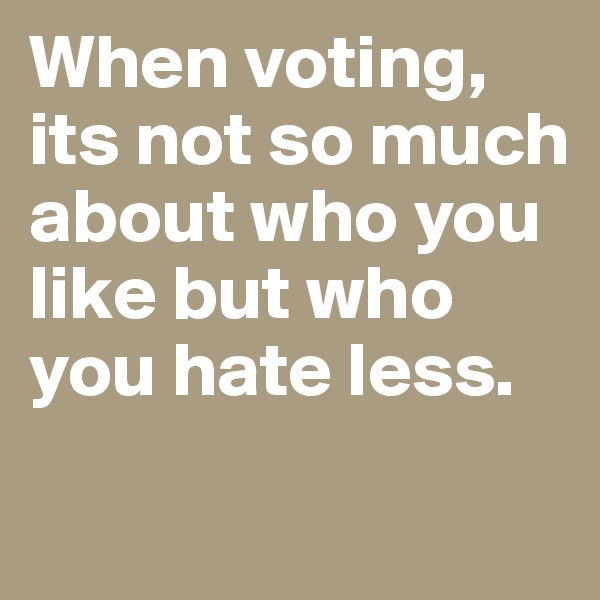 When voting, its not so much about who you like but who you hate less.
