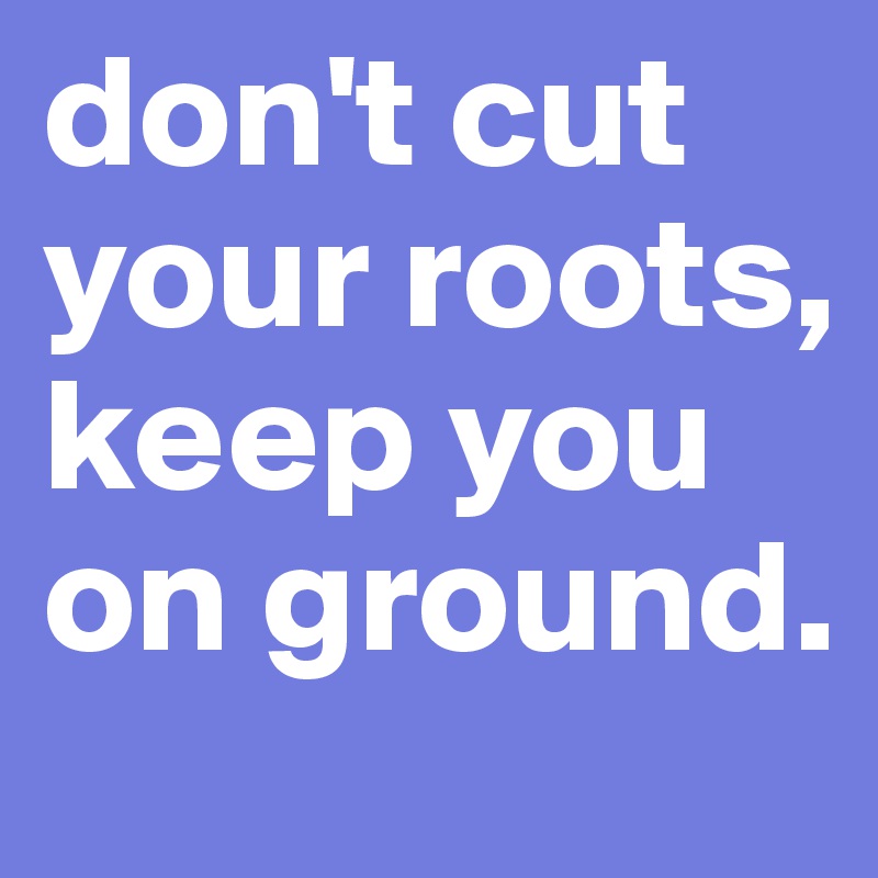 don't cut your roots, keep you on ground.