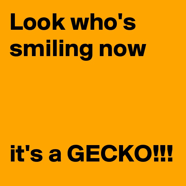 Look who's smiling now



it's a GECKO!!!