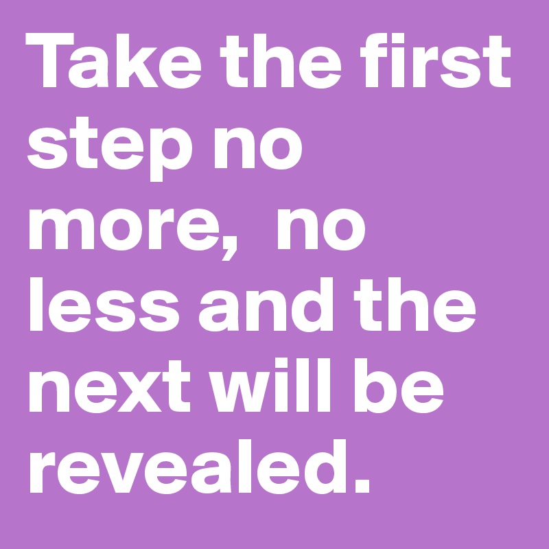 Take the first step no more,  no less and the next will be revealed.