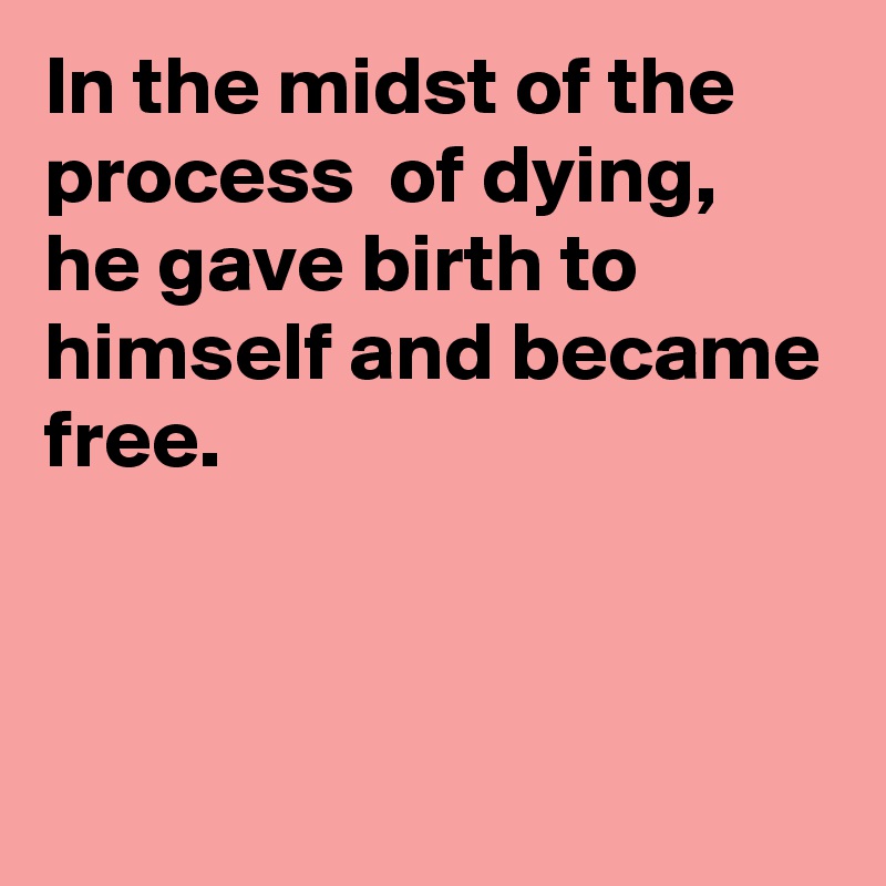 In the midst of the process  of dying, he gave birth to himself and became free.



