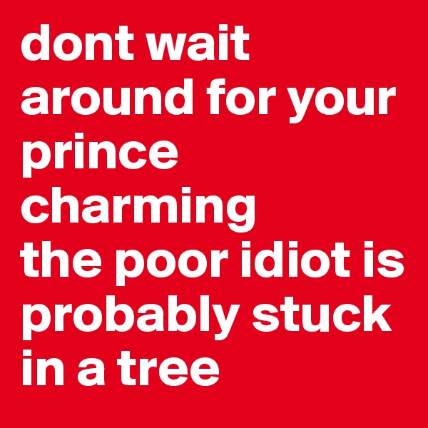 dont wait around for your prince charming
the poor idiot is probably stuck in a tree