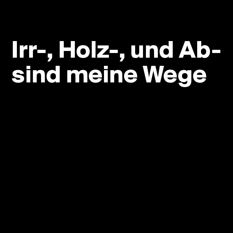 
Irr-, Holz-, und Ab- sind meine Wege




