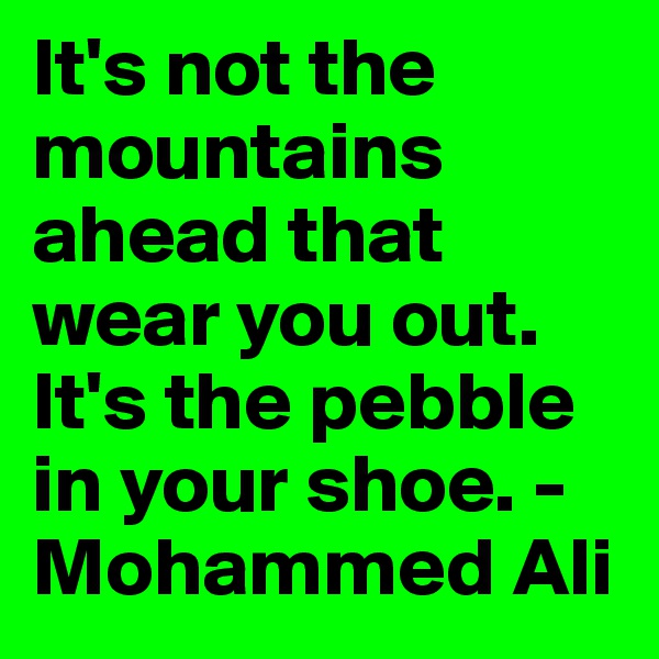 It's not the mountains ahead that wear you out. It's the pebble in your shoe. - Mohammed Ali