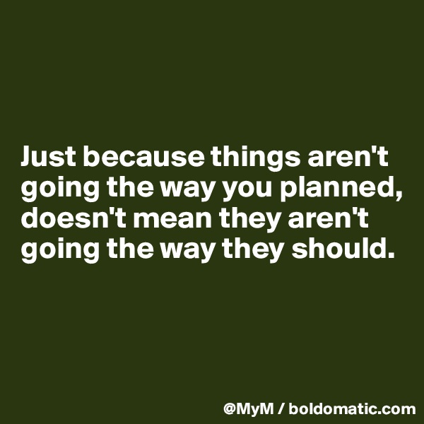



Just because things aren't going the way you planned, doesn't mean they aren't going the way they should.



