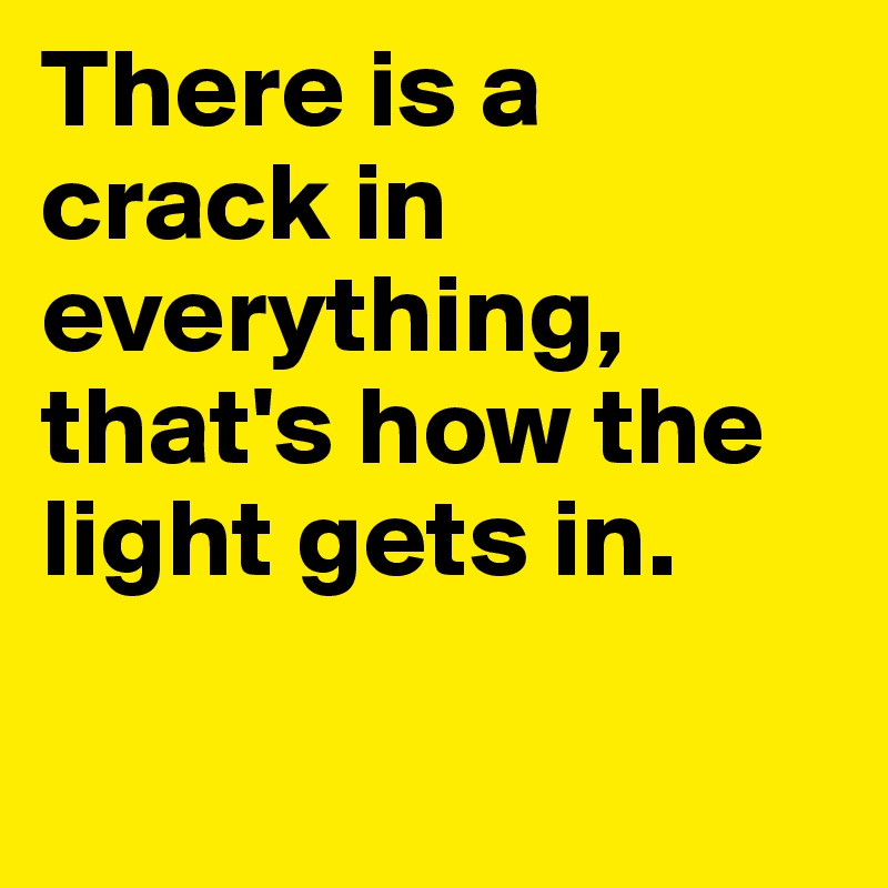 There is a crack in everything, that's how the light gets in.


