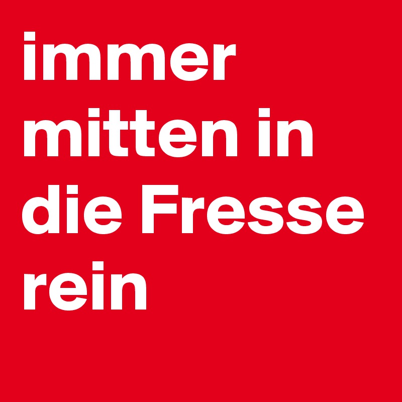 immer mitten in die Fresse rein
