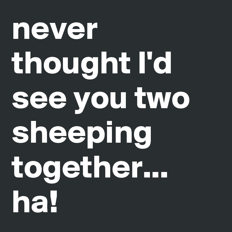 never thought I'd see you two sheeping together... ha!