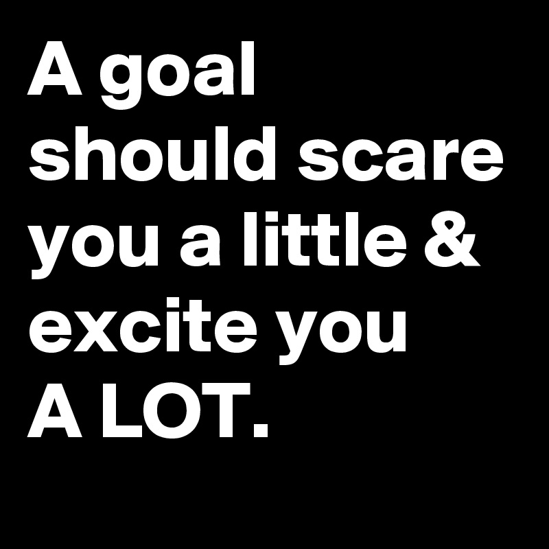 A goal should scare you a little & excite you 
A LOT.
