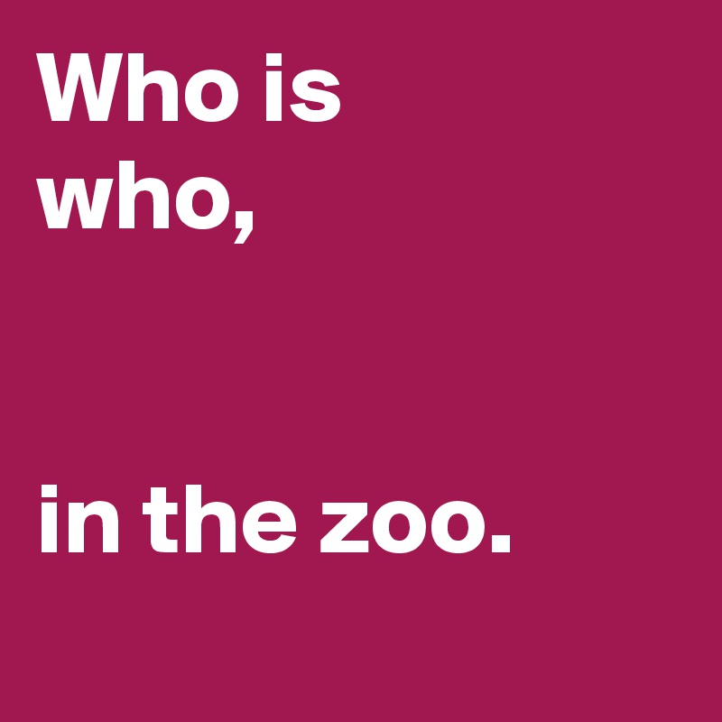 Who is 
who,


in the zoo.
