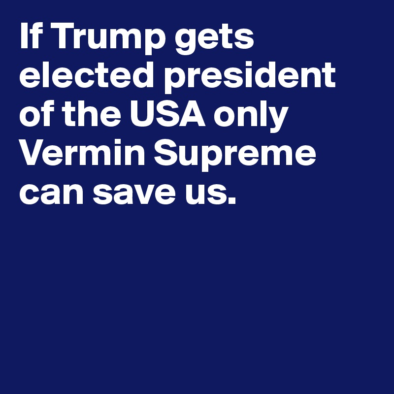 If Trump gets elected president of the USA only Vermin Supreme can save us. 



