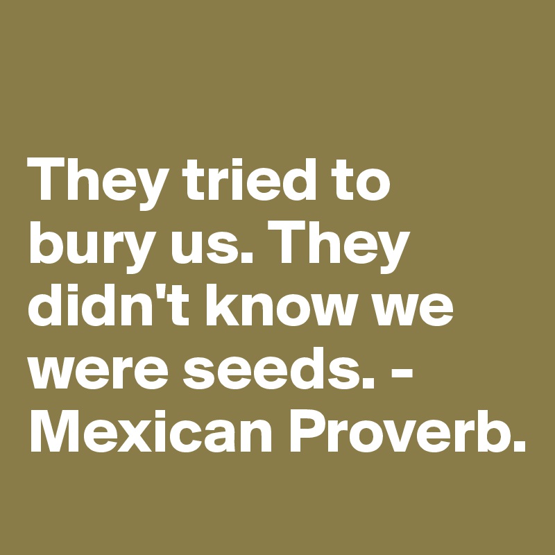 

They tried to bury us. They didn't know we were seeds. - Mexican Proverb. 