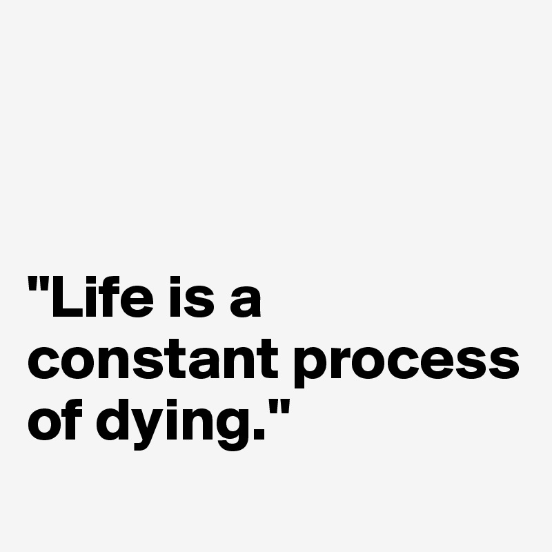 



"Life is a constant process of dying."
